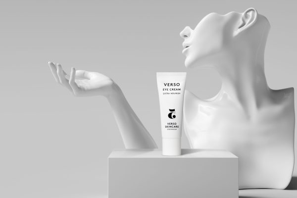 Mannequin earring Jewelry necklace display stand. Female Bust hand models and podium. Jewelry showcase white background. 3d rendering.